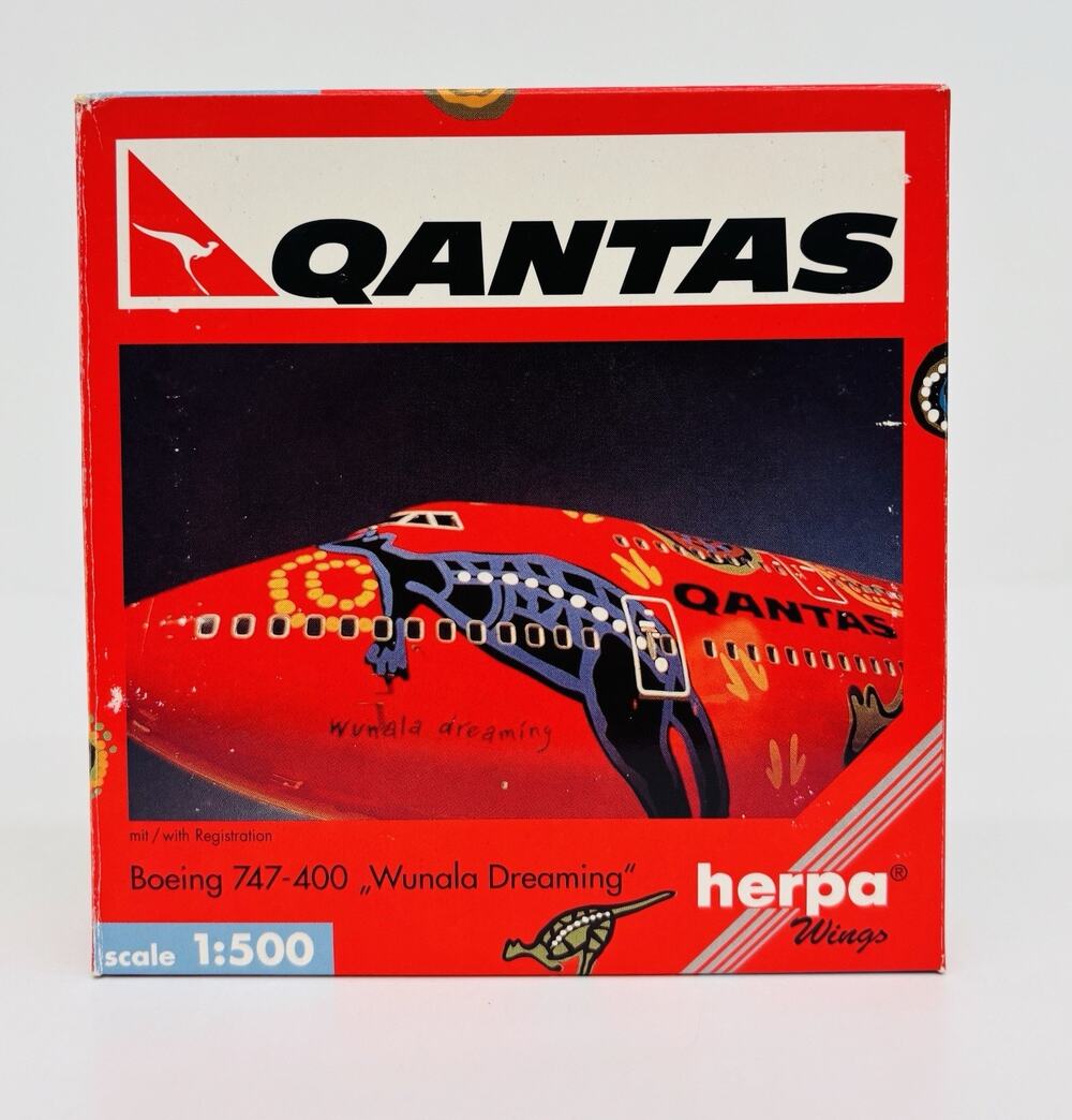 Herpa Wings 1:500 Qantas "Wunala Dreaming" Boeing 747-400 Diecast 511865 New